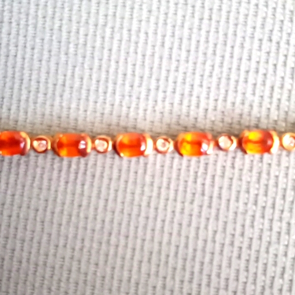 NATURAL TANZANIA TANGERINE KYANITE, WHITE ZIRCON BRACELET - Picture 3 of 9